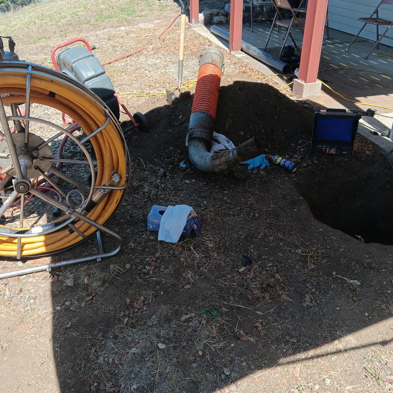 Trenchless sewer liner and inspection camera setup