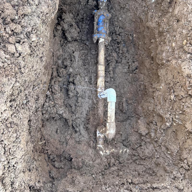 1 Inch Water Line with New Pipe Elbow in Trench