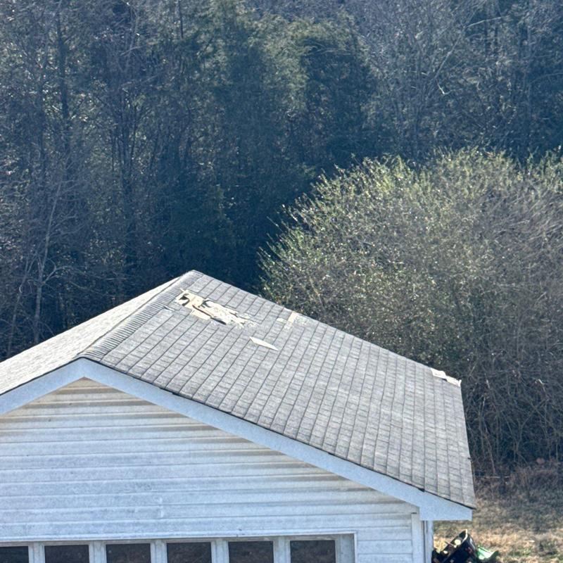 Asphalt shingle roof with visible hail damage