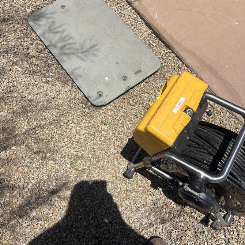 Ground level cleanout with sewer inspection camera
