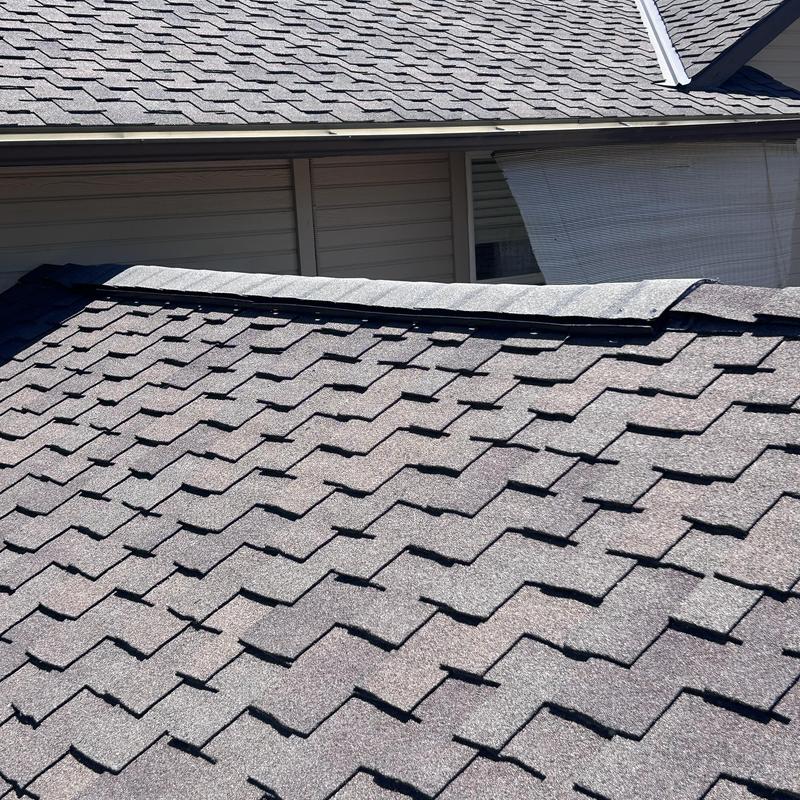 Vented ridge on Certainteed presidential shingle roof Vented ridge on Certainteed presidential shingle roof