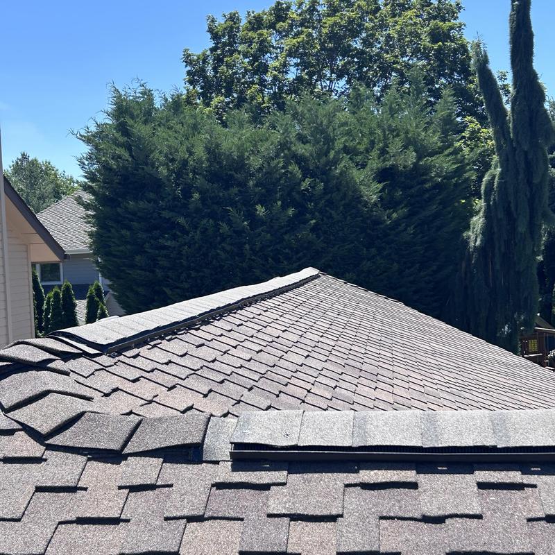 Vented ridge on CertainTeed Presidential shingle roof Vented ridge on CertainTeed Presidential shingle roof
