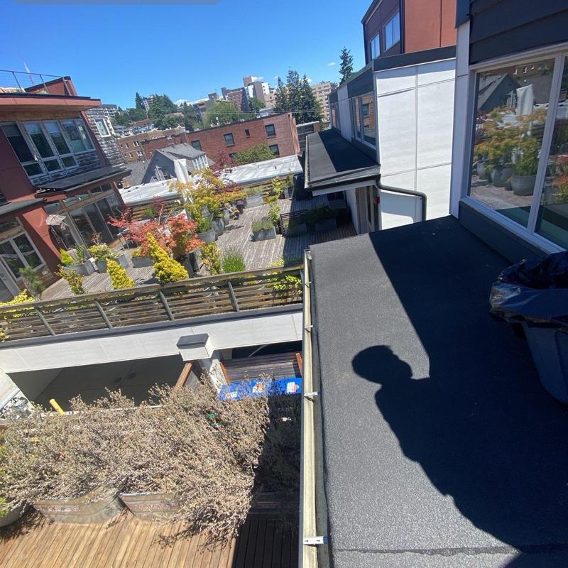 Flat roof surface cleaning and debris removal in Seattle