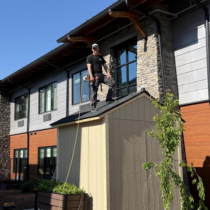 Shed roofing with IKO Cambridge shingles in Boise Shed roofing with IKO Cambridge shingles in Boise