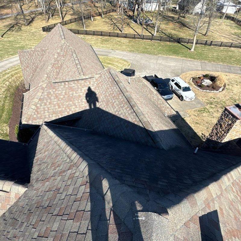 Architectural shingle roof showing hail damage inspection shadows
