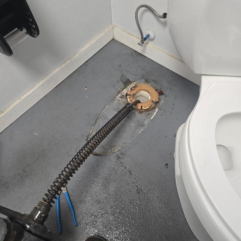 Toilet flange with drain cable clearing stoppage
