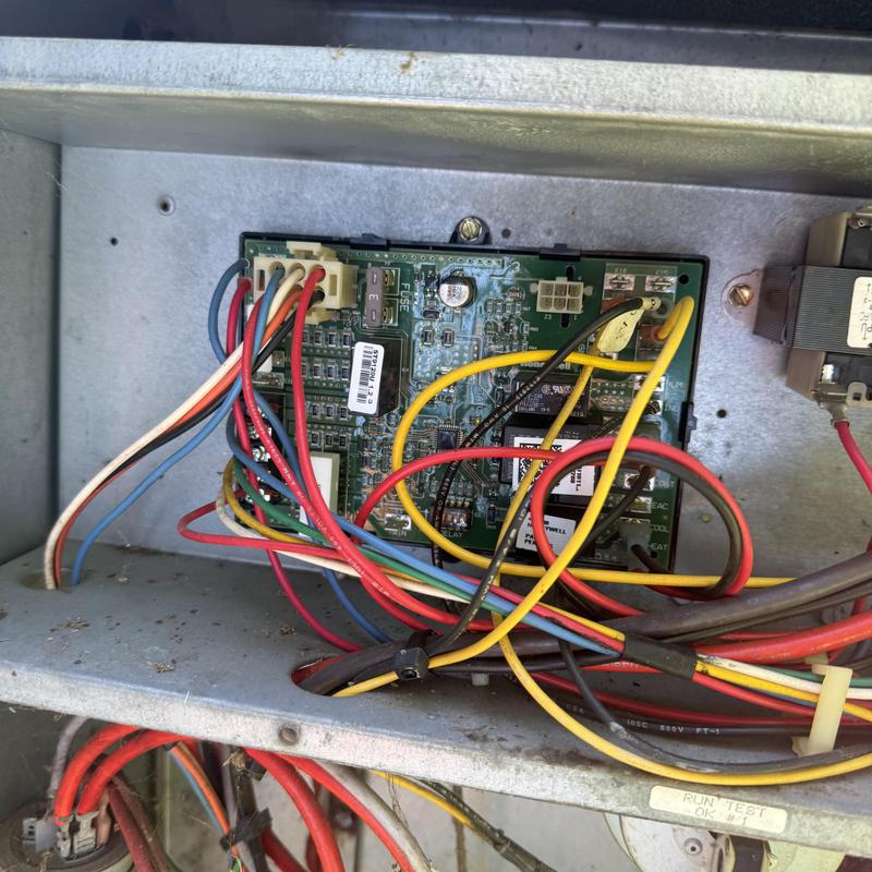 Control board wiring in HVAC system service panel Control board wiring in HVAC system service panel