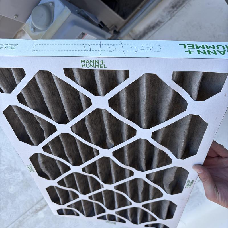 HVAC air filter replacement with date marked 11/5/25