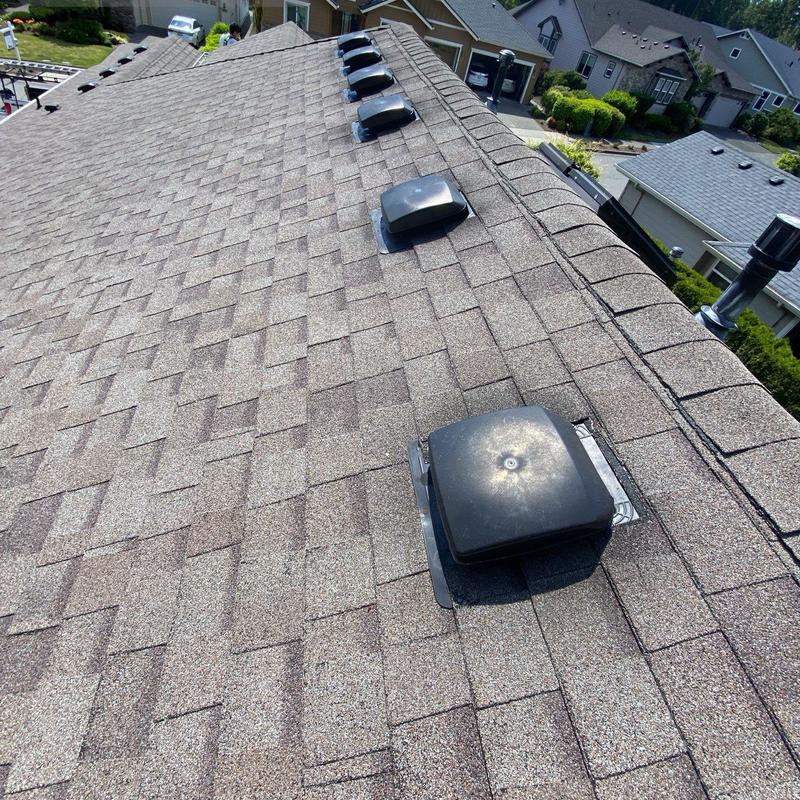 Roof vents on asphalt shingle roof inspection