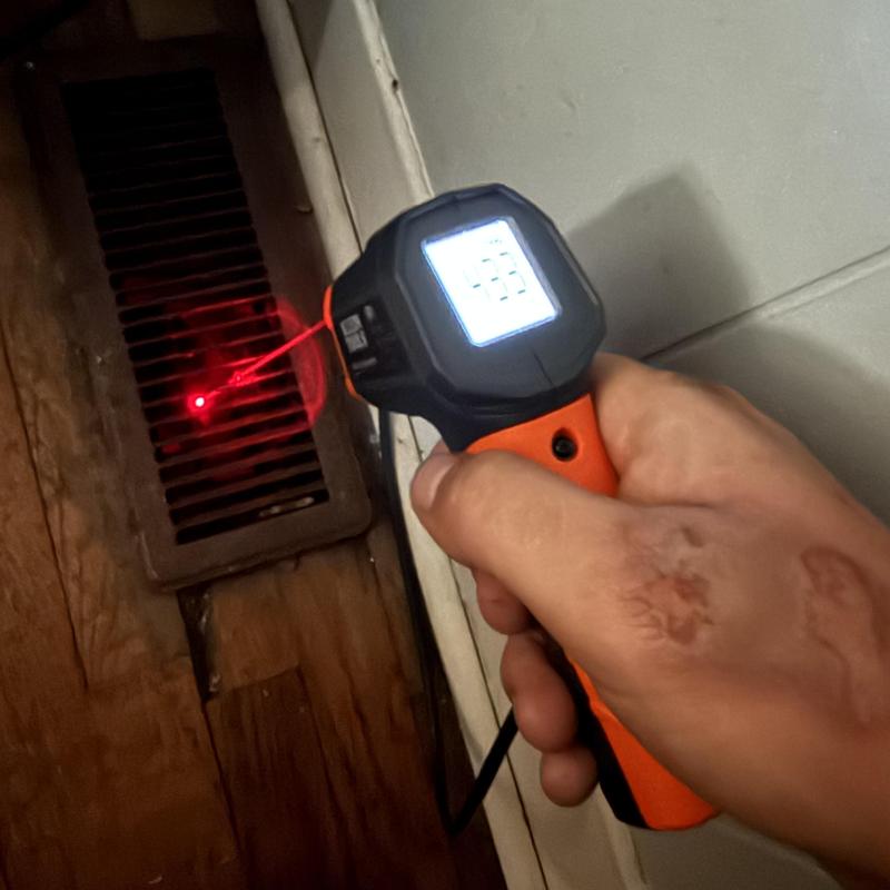 HVAC vent temperature check with infrared thermometer HVAC vent temperature check with infrared thermometer