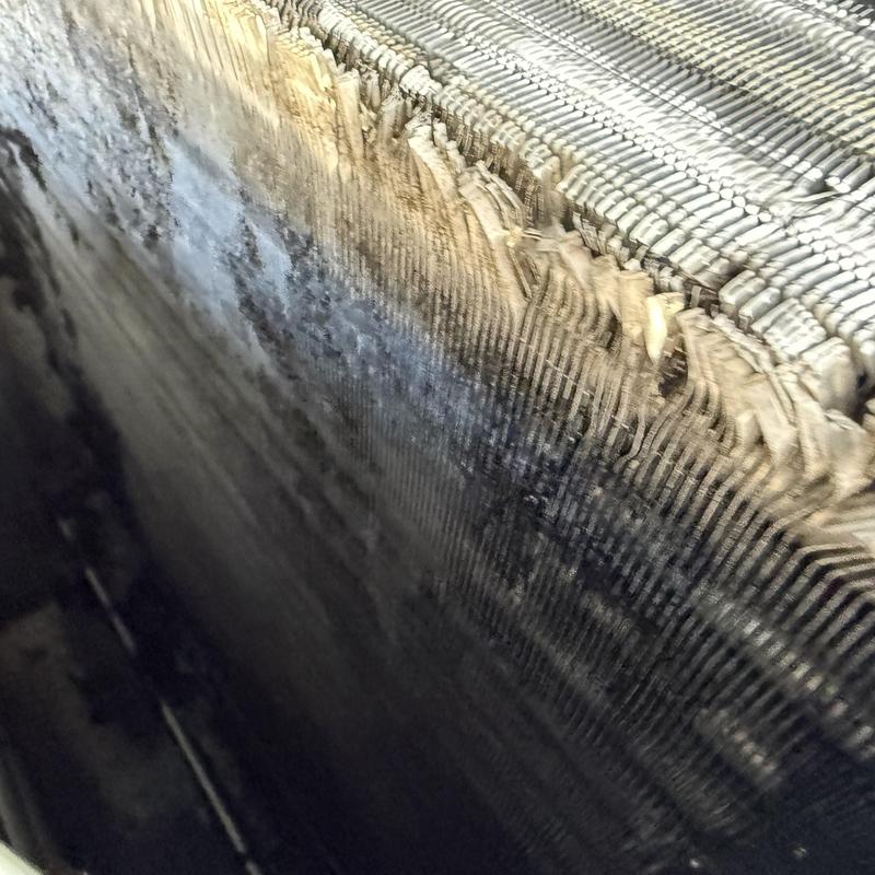 HVAC condensing coil with heavy dirt buildup HVAC condensing coil with heavy dirt buildup