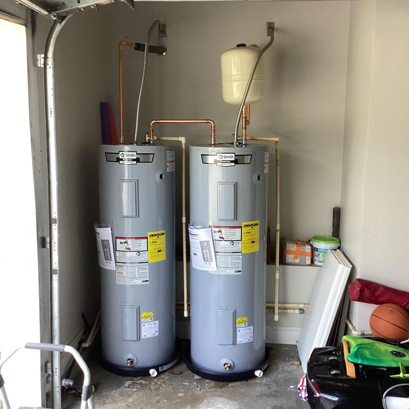 Electric water heaters with expansion tank installed
