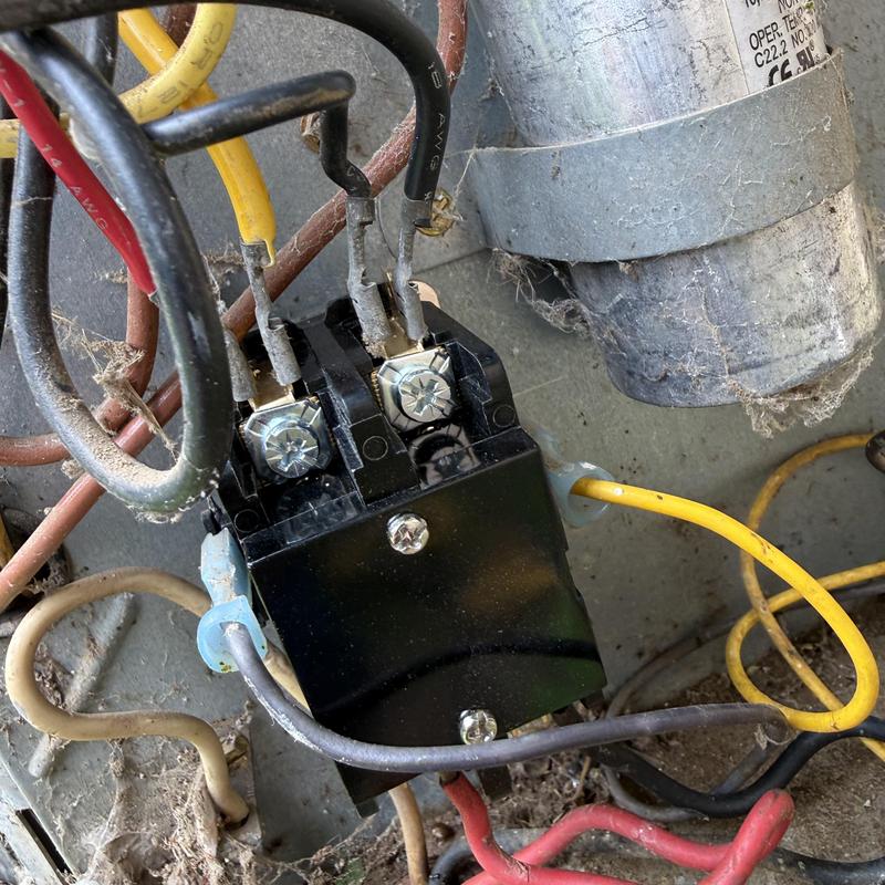AC contactor with wiring in HVAC unit close-up AC contactor with wiring in HVAC unit close-up