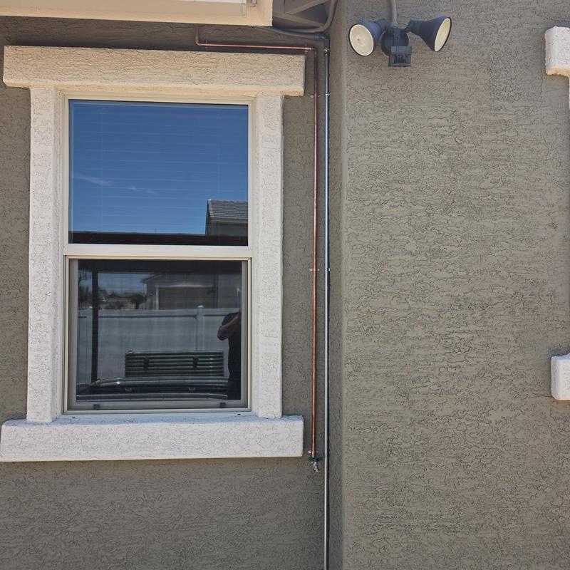 Copper piping for two new hose bibs on stucco wall Copper piping for two new hose bibs on stucco wall