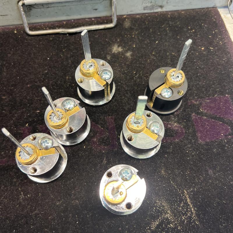 Lock cylinders for house rekeying on workbench