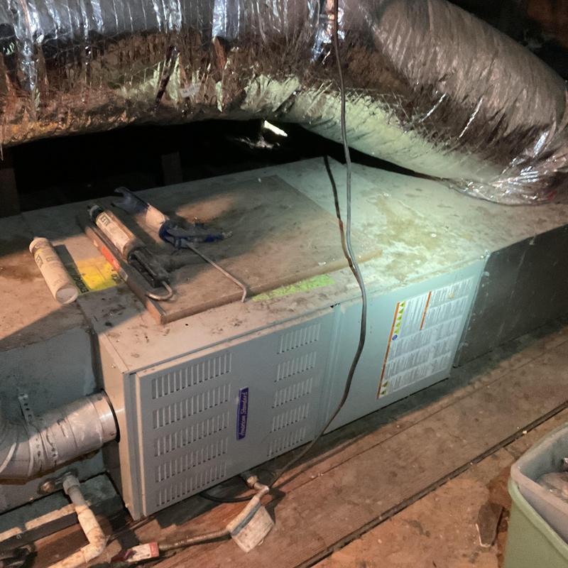 Air handler unit with ductwork and repair tools Air handler unit with ductwork and repair tools
