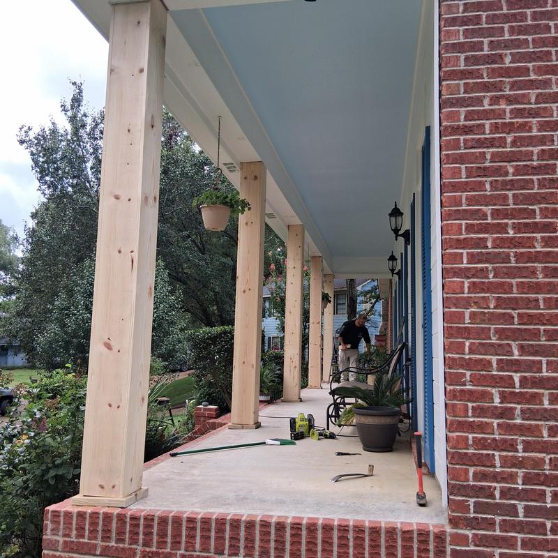 4x4 porch post wrapped with fluted 1x10 wood panels 4x4 porch post wrapped with fluted 1x10 wood panels