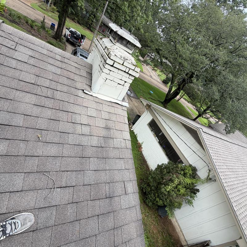 Asphalt shingle roof and brick chimney inspection in Jackson MS