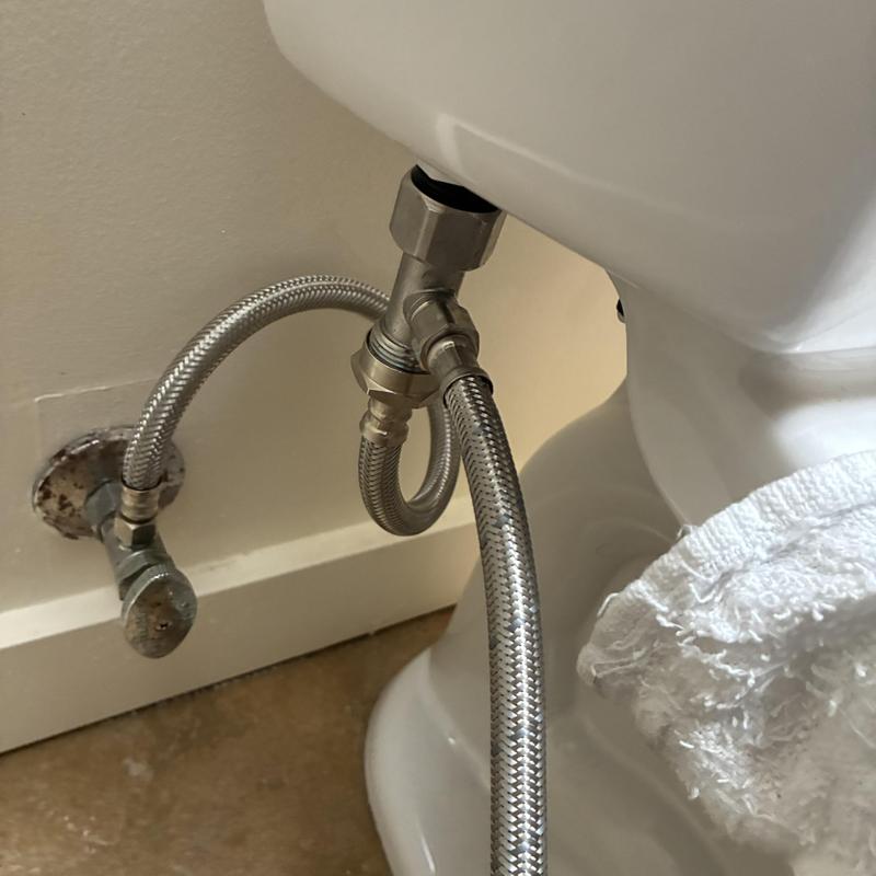 Toilet water supply line and fill valve installation
