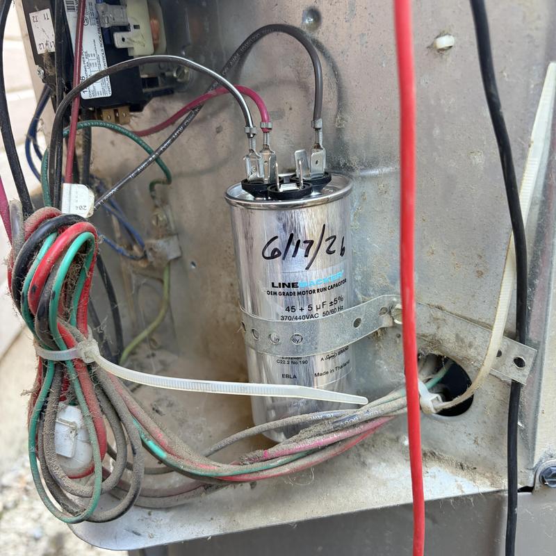 AC compressor run capacitor installation and wiring panel