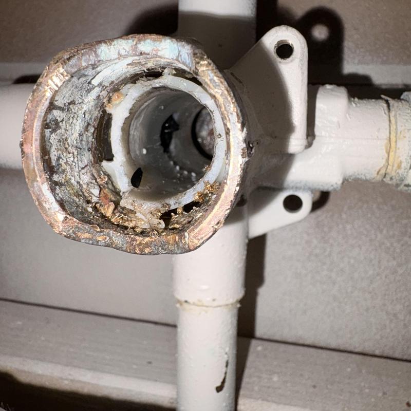 Moen Positemp valve with corrosion buildup Moen Positemp valve with corrosion buildup