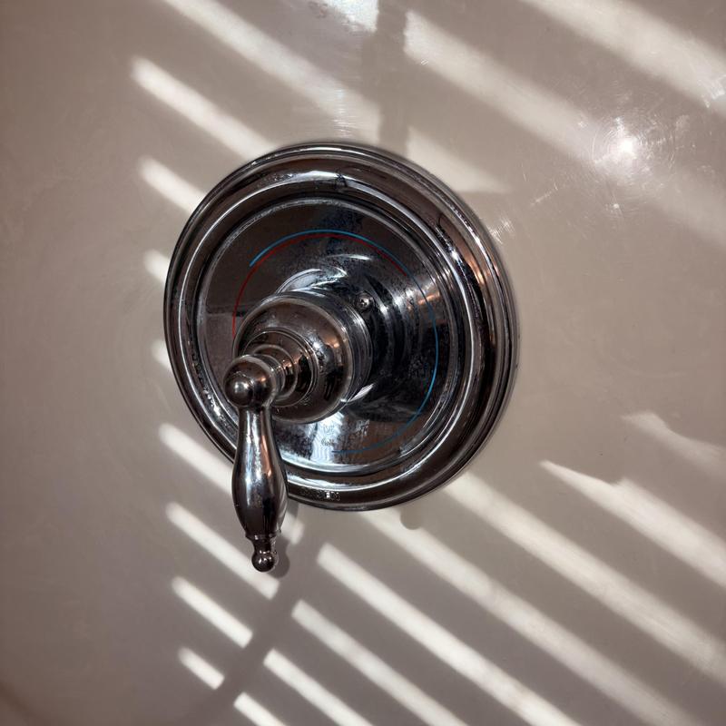 Moen Positemp valve handle with corrosion buildup Moen Positemp valve handle with corrosion buildup