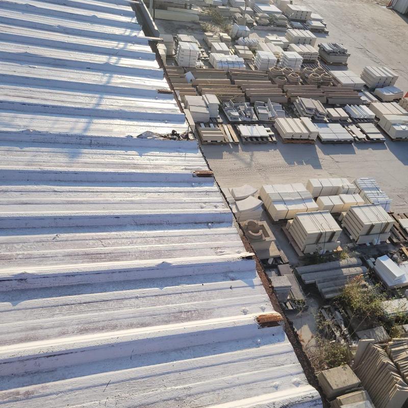 Metal roof with damaged panels and worn sealant Metal roof with damaged panels and worn sealant
