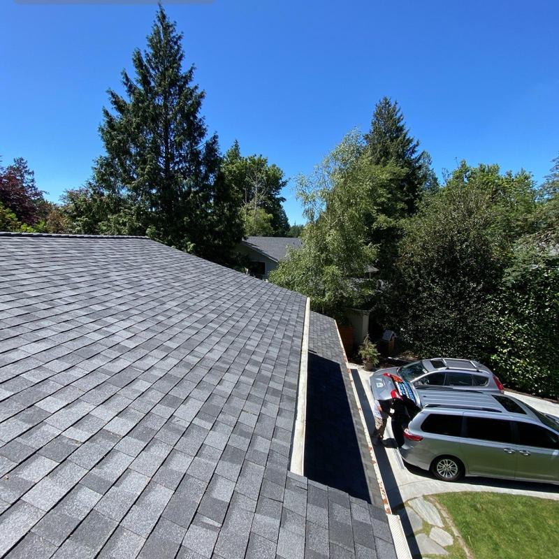 Roof shingles and gutters cleaned, debris removed