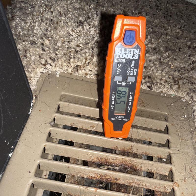 Floor vent temperature reading with digital thermometer Floor vent temperature reading with digital thermometer