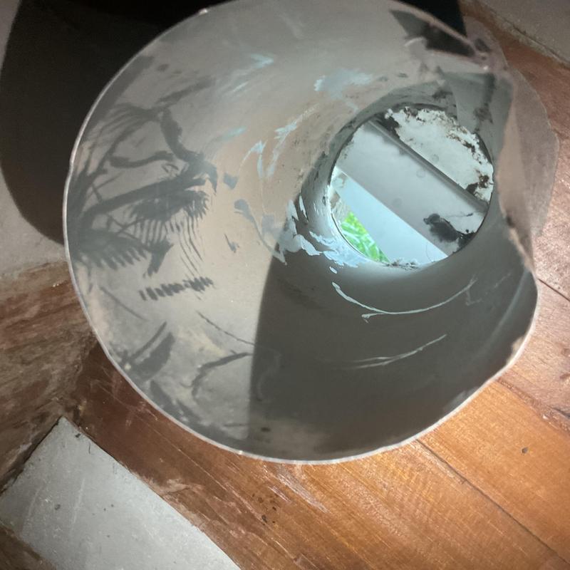 Dryer vent duct cleaned inside wooden floor cavity Dryer vent duct cleaned inside wooden floor cavity