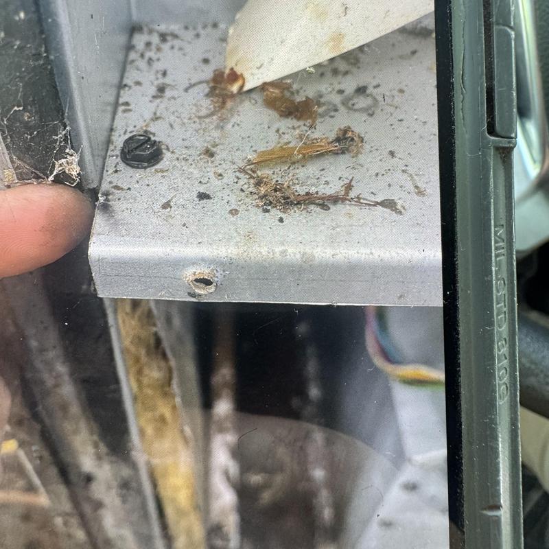 Package unit metal panel with rust and debris buildup Package unit metal panel with rust and debris buildup