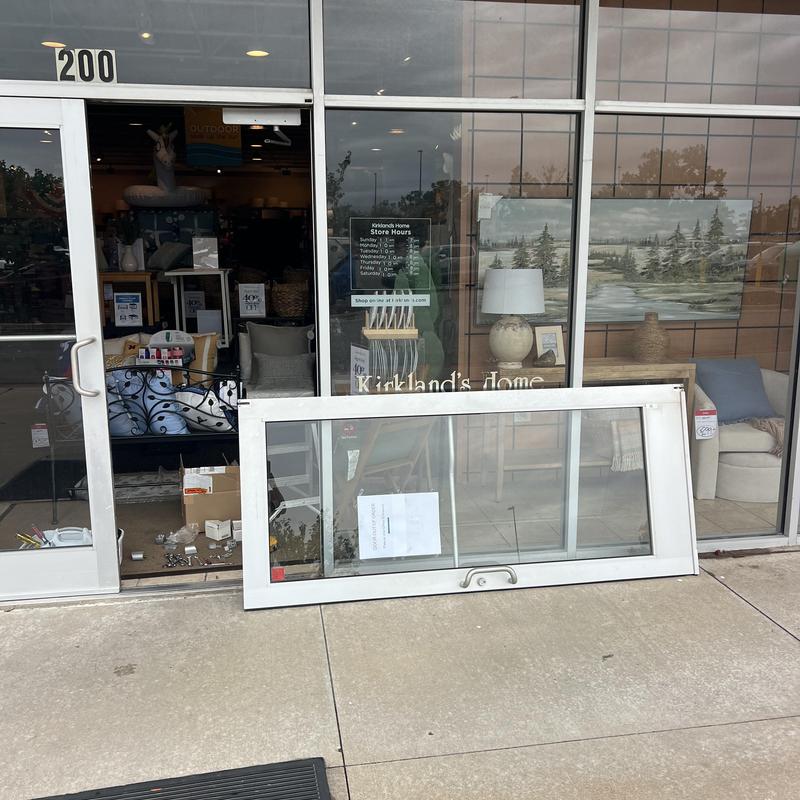Store front door with glass panel removed