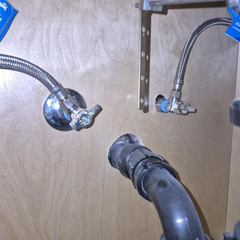 Quarter turn angle stop valves under sink installation