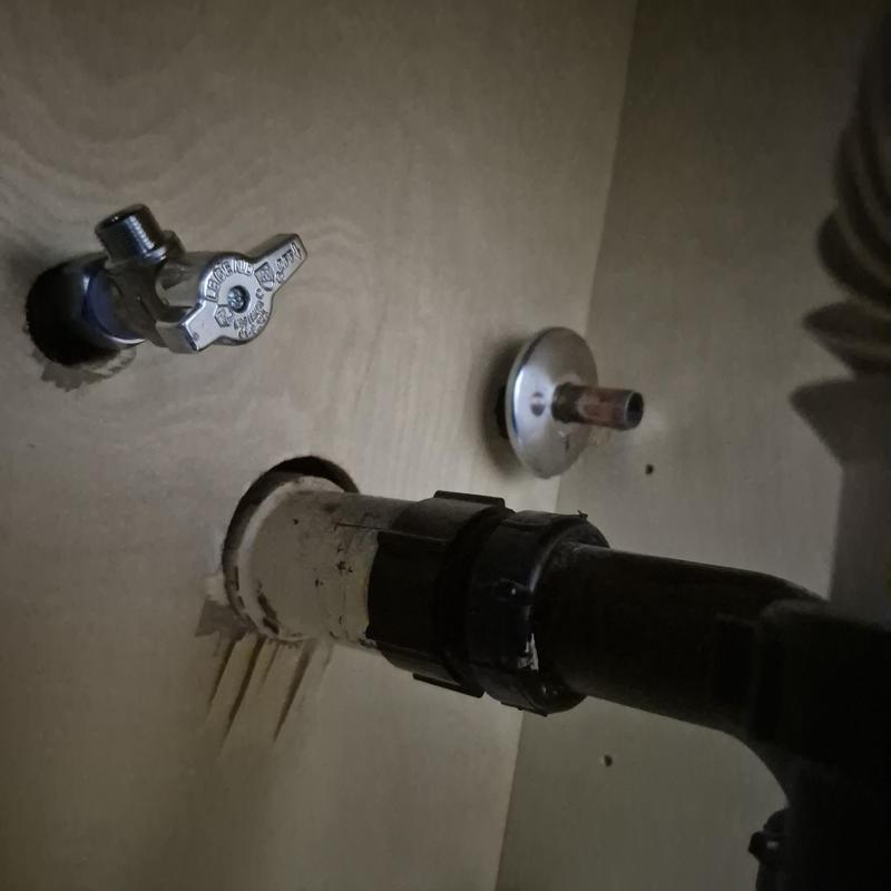 Quarter turn angle stop valve installation under sink