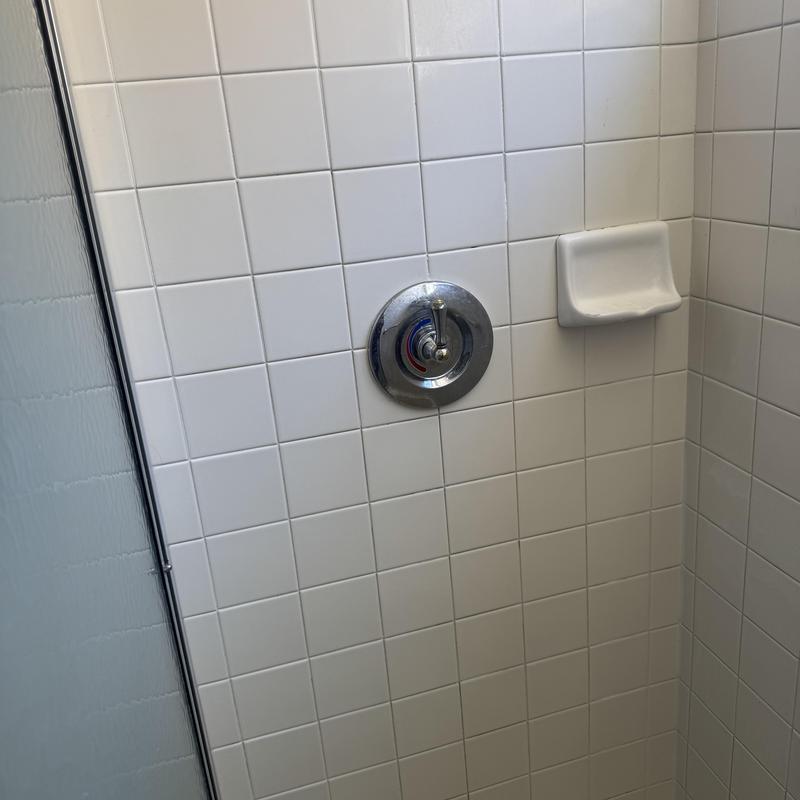 Moen shower valve and handle in tiled shower wall