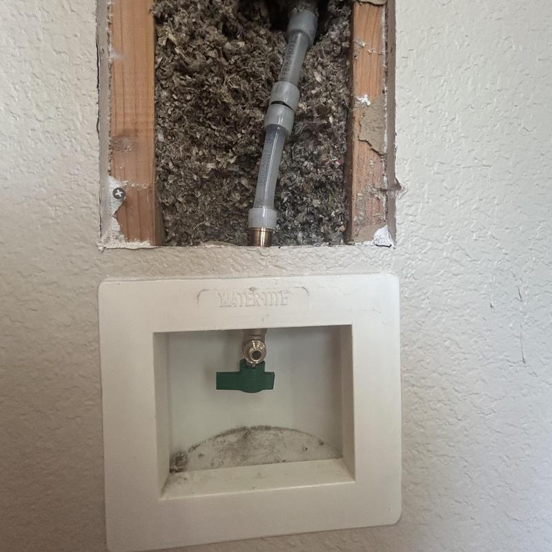 Ice maker valve and water line installation in wall