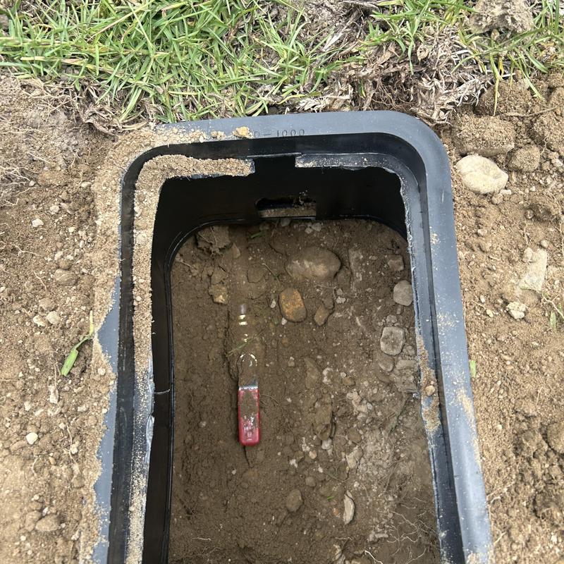 Water service pipe shut off valve in valve box Water service pipe shut off valve in valve box