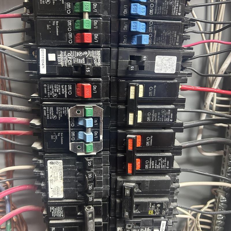 Electrical panel breakers with wiring connections