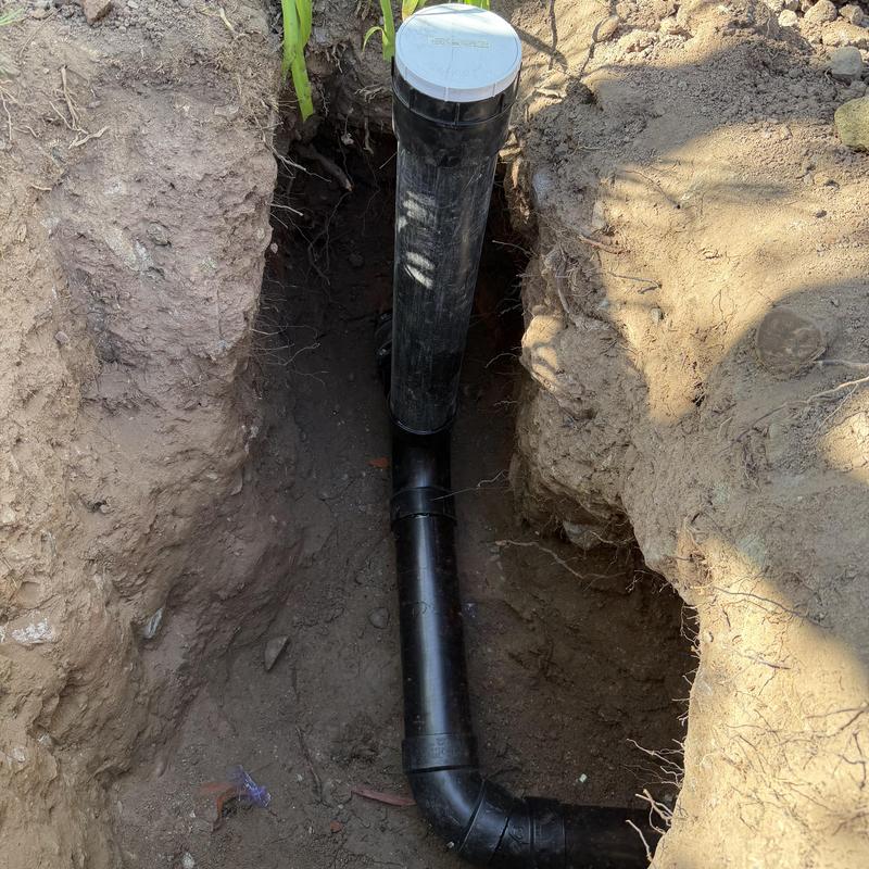 4-inch sewer cleanout and fittings installation in trench 4-inch sewer cleanout and fittings installation in trench