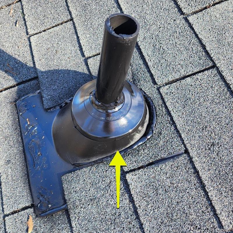 Pipe boot installation on asphalt roof shingles