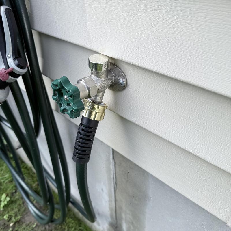 Frost-free outdoor hose bib with attached hose Frost-free outdoor hose bib with attached hose