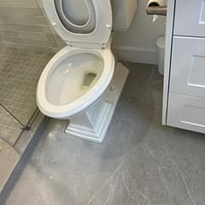 Two-piece toilet installation with new wax ring and bolts