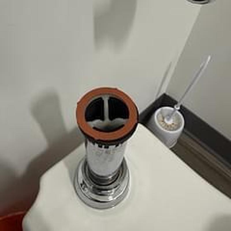 Sloan flush valve vacuum breaker assembly on toilet tank Sloan flush valve vacuum breaker assembly on toilet tank