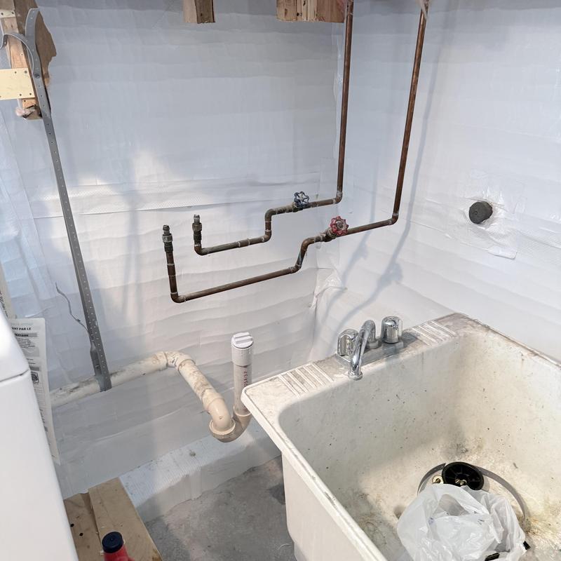 Shop sink with new copper valves installation Shop sink with new copper valves installation