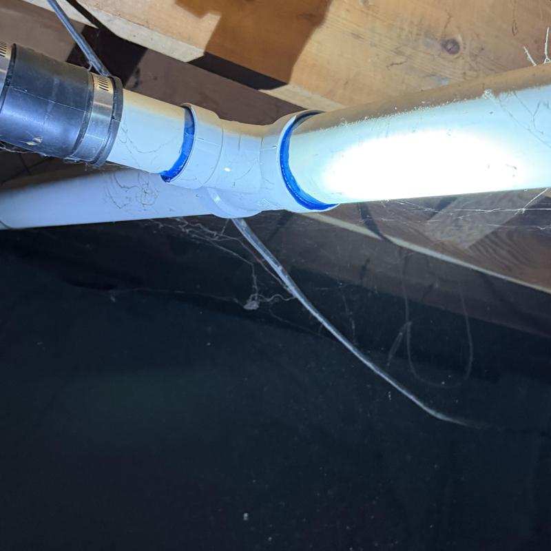 Dishwasher drain and vent pipes under floor joists Dishwasher drain and vent pipes under floor joists