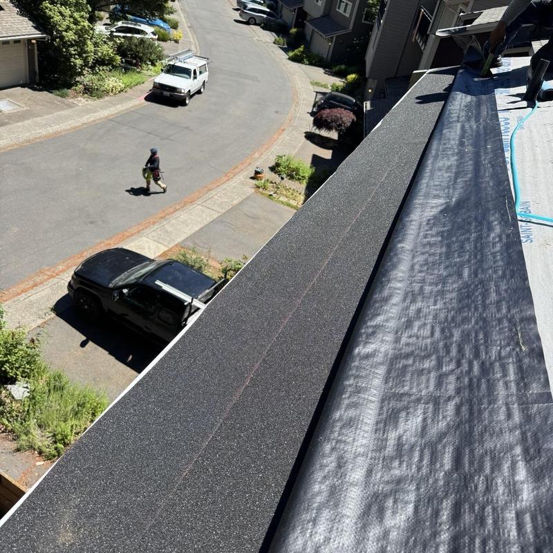 Roof edge drip metal installation on roof replacement