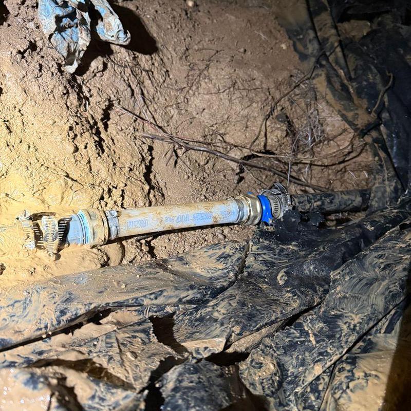 PEX water line repair in crawl space with clamps PEX water line repair in crawl space with clamps