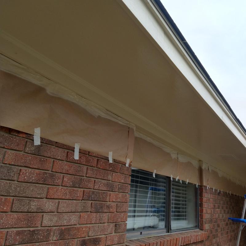 Brick wall and soffit masking for paint prep