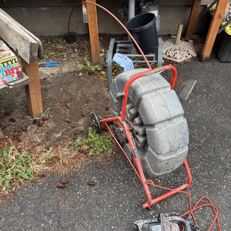 Sewer camera inspection machine on driveway area Sewer camera inspection machine on driveway area