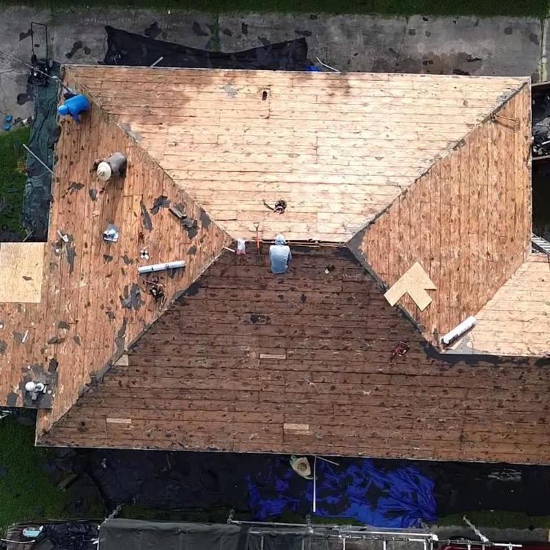Wood roof decking replacement on residential home